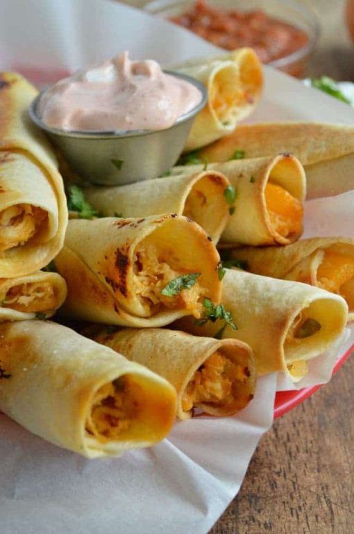 Peach Chicken Taquitos - Sugar Dish Me