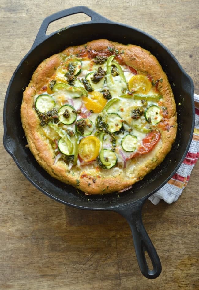 Summer Vegetable Skillet Pizza - Sugar Dish Me