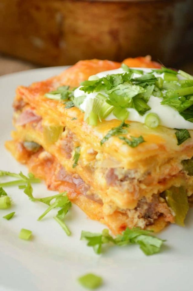 Easy Cheesy Enchilada Breakfast Casserole - Sugar Dish Me