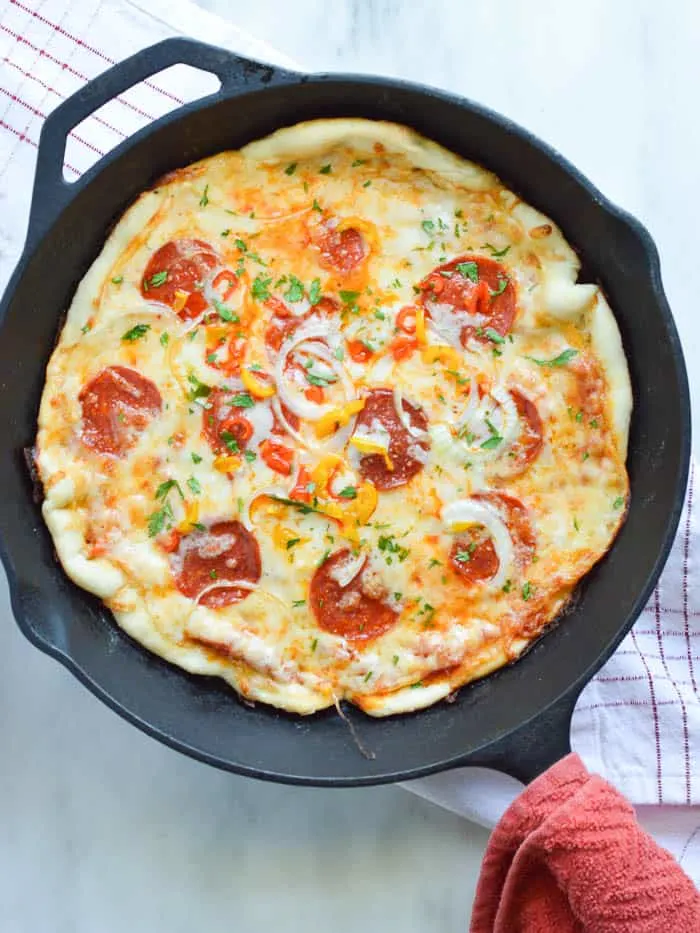 Easy Cast Iron Pizza {No yeast!} - The Big Man's World ®