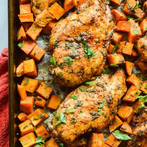 Sheet Pan Chili Chicken and Sweet Potatoes - Sugar Dish Me